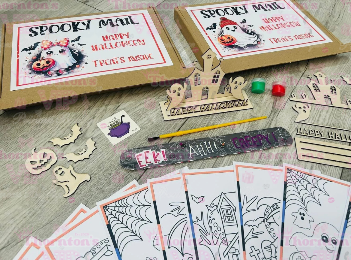 Halloween Budget Activity Box – Kids Craft & Colouring Set with Wooden Shapes and Fun Activities