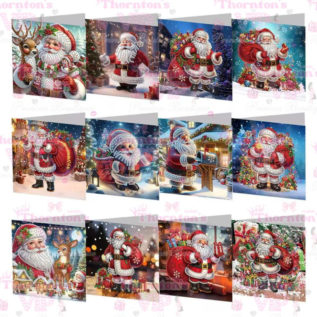 DIY Diamond Art Christmas Santa Claus Cards Set Of 12