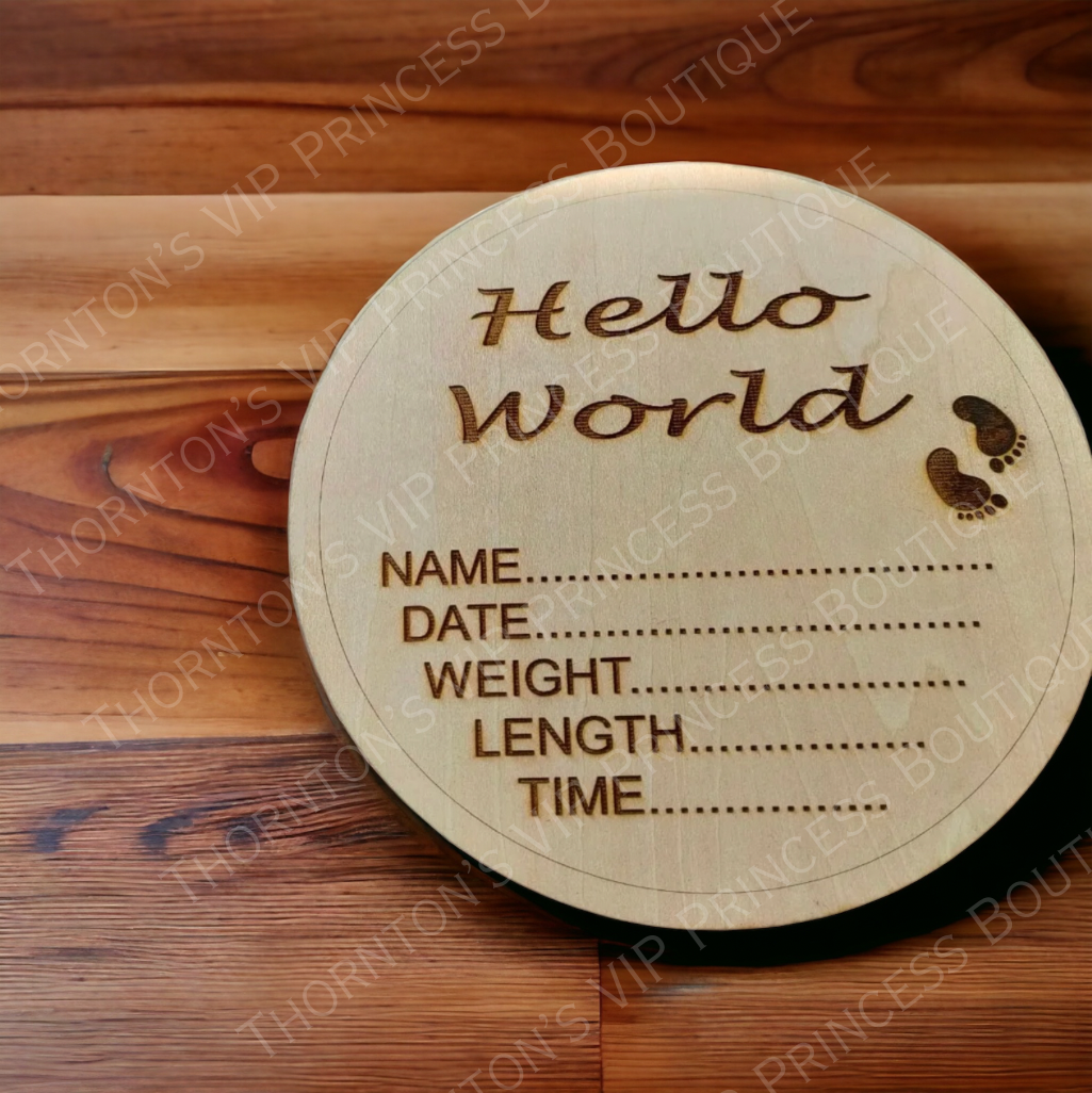 Hello World Footprints Design Wooden Plaque