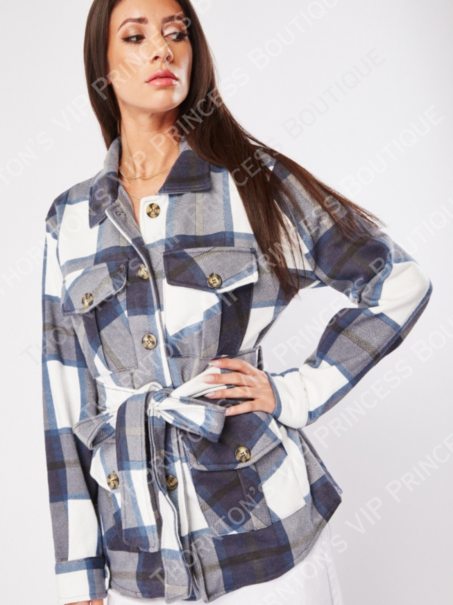 Belted Plaid Shacket