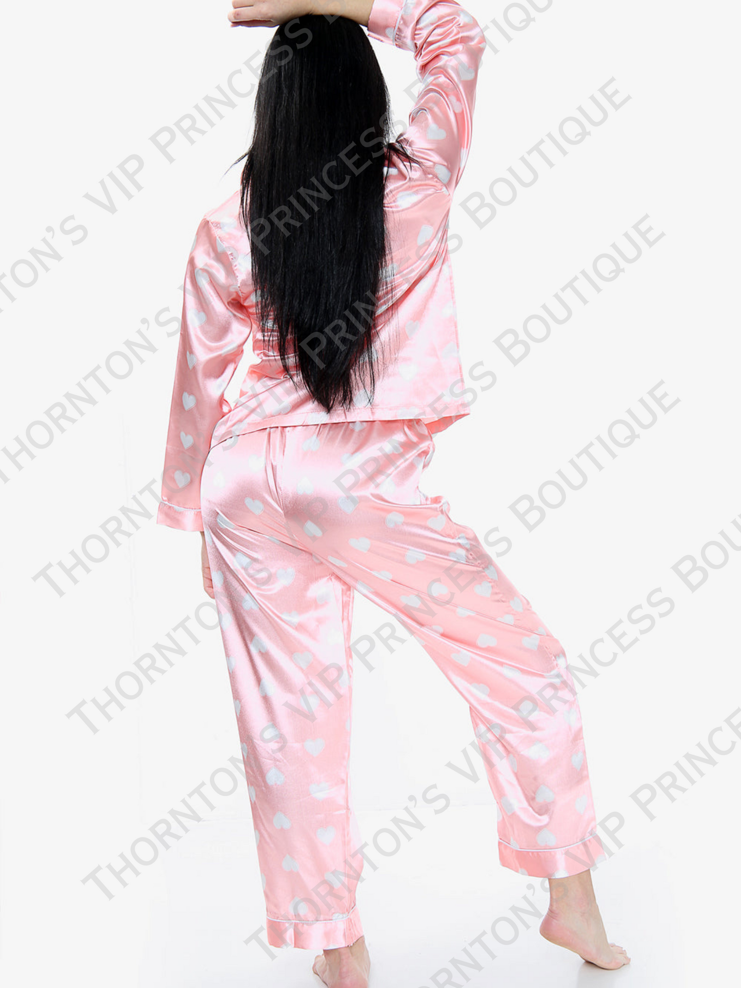 Heart Print Satin Pyjamas