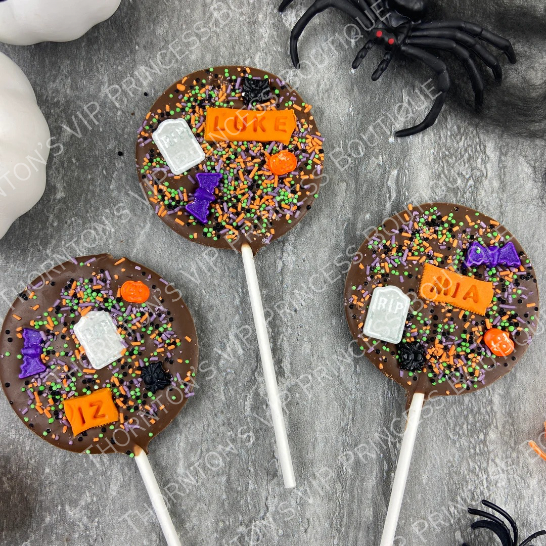 Personalised Belgium Chocolate Halloween Lollipops