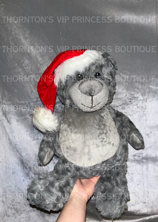 Grey Large Santa Christmas Bear - Personalisable