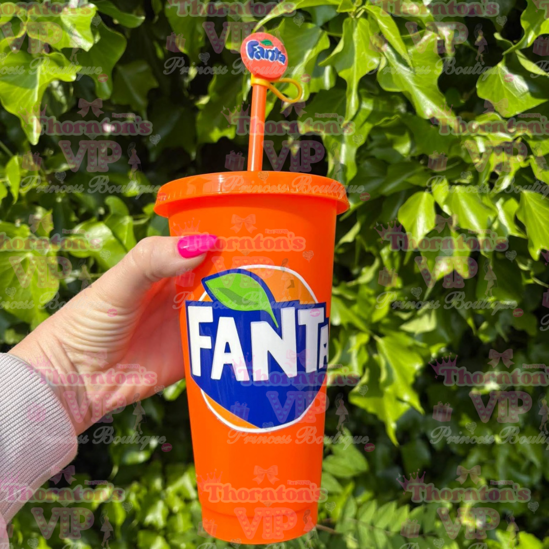 Fizzy Drink Inspired Cold Cup with Straw Topper – Reusable Themed Tumbler