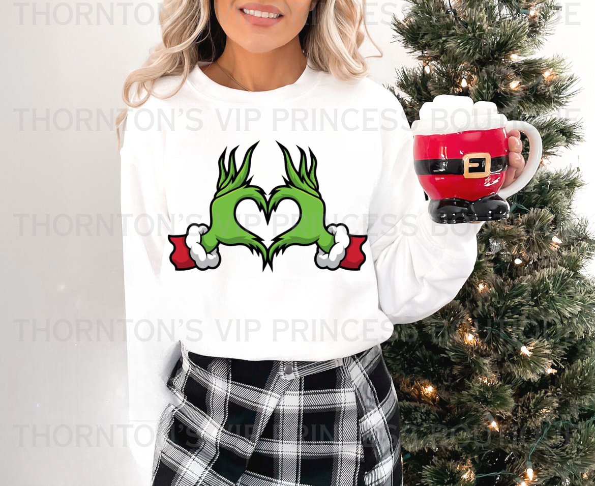 Grinch Heart Hands Adults Jumper (Unisex)