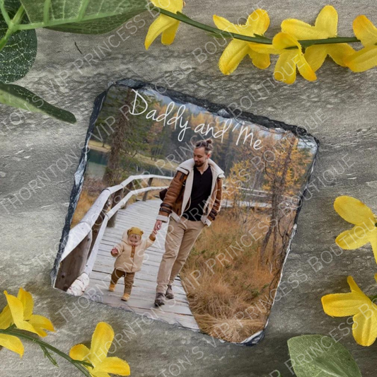 Personalised Daddy And Me Slate Coaster