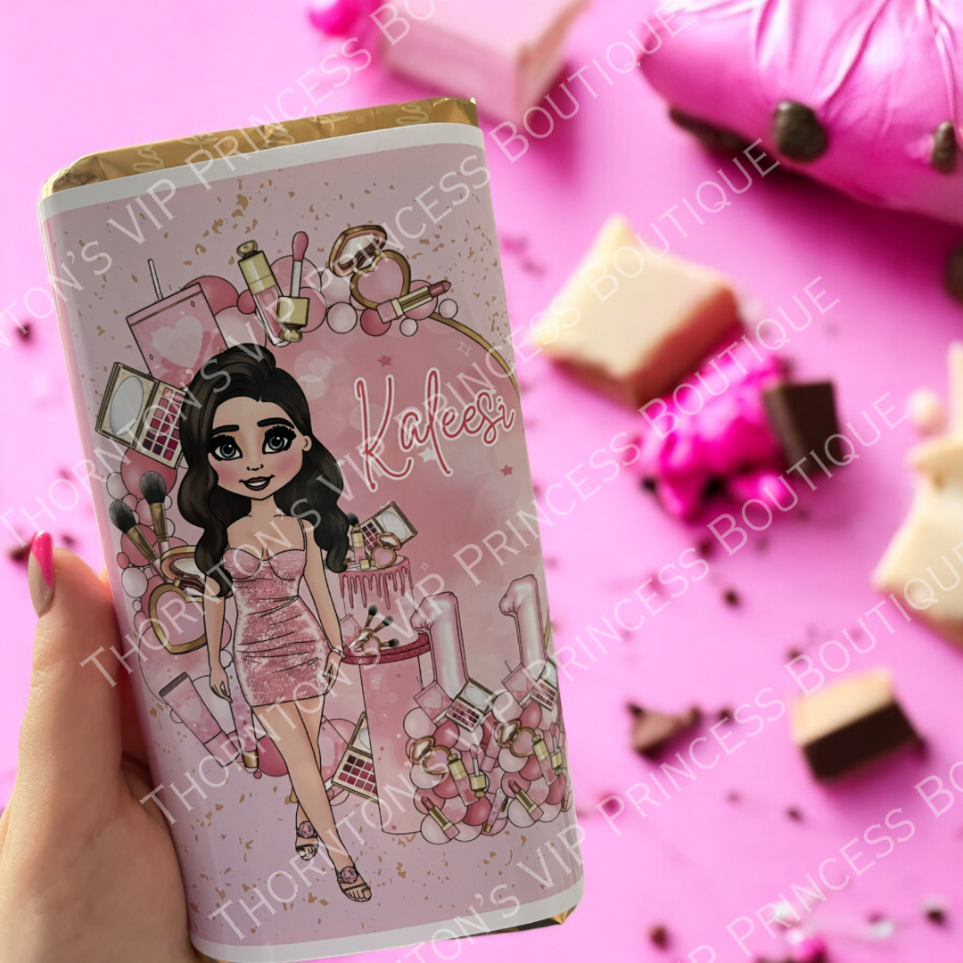 Personalised Makeup Dolly Birthday Chocolate Bar