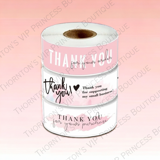 Pink Small Business Thank You Sticker Labels - Three Different Designs