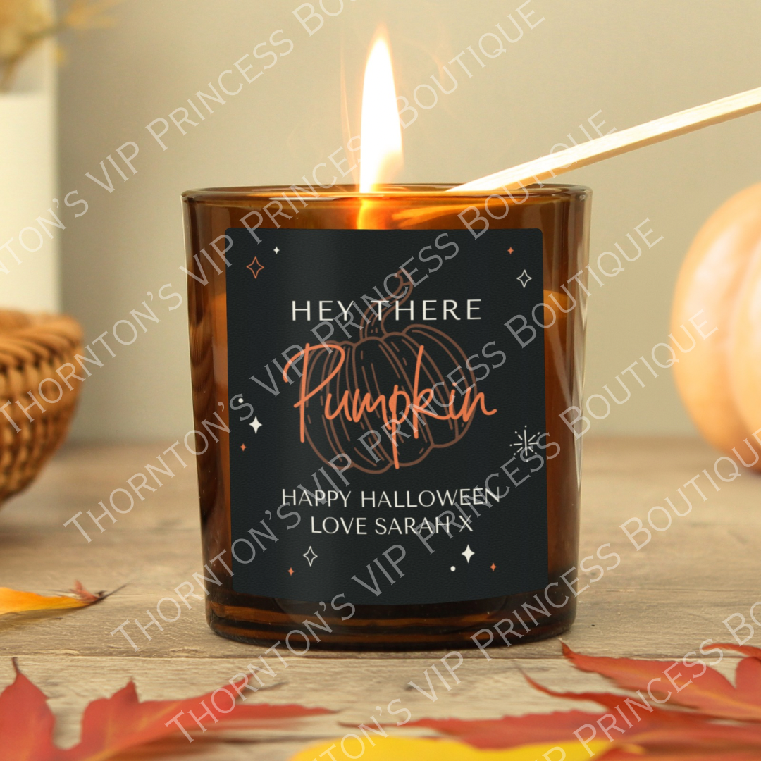 Personalised Pumpkin Amber Glass Candle