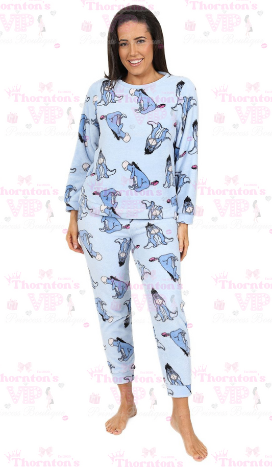 Official Disney Women's Eeyore Blue Fleece Pyjama Set