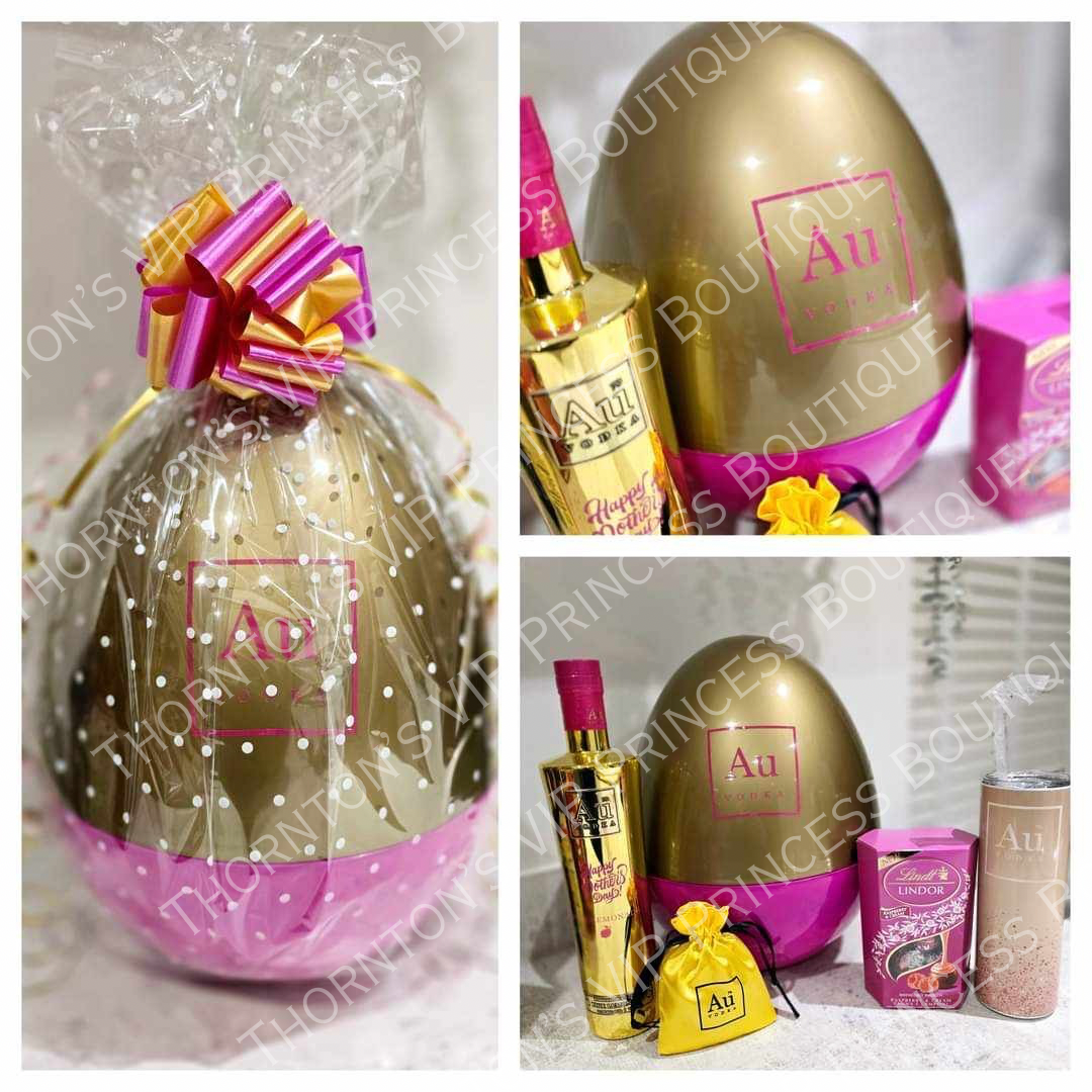 Pink And Gold AU Vodka Filled Christmas Gift XL Egg Hamper