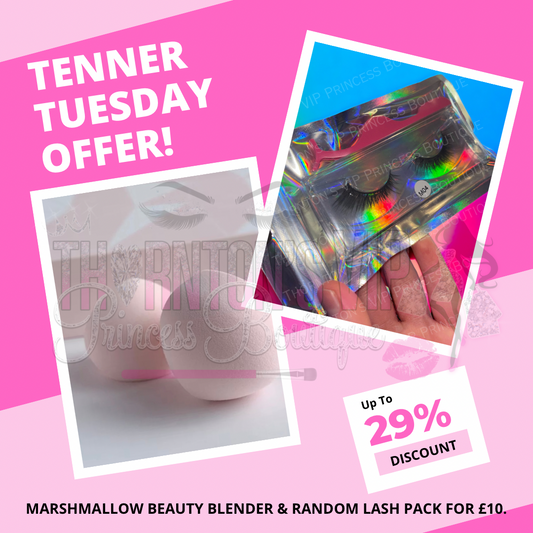 TENNER TUESDAY OFFER - Marshmallow Beauty Blender & A Random Lash Pack for £10 (RRP £13.98)