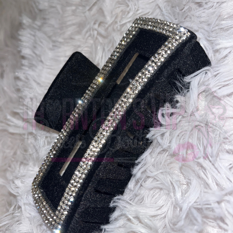 Gorgeous Black Velvet Diamanté Hair Claw Clip