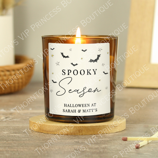 Personalised Spooky Amber Glass Candle