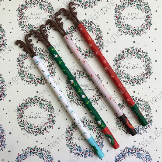 Christmas Reindeer Gel Pens - Set Of Four