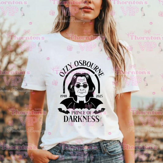Rock Legend-Inspired Ladies T-Shirt – “Prince of Darkness” Graphic Design Tee