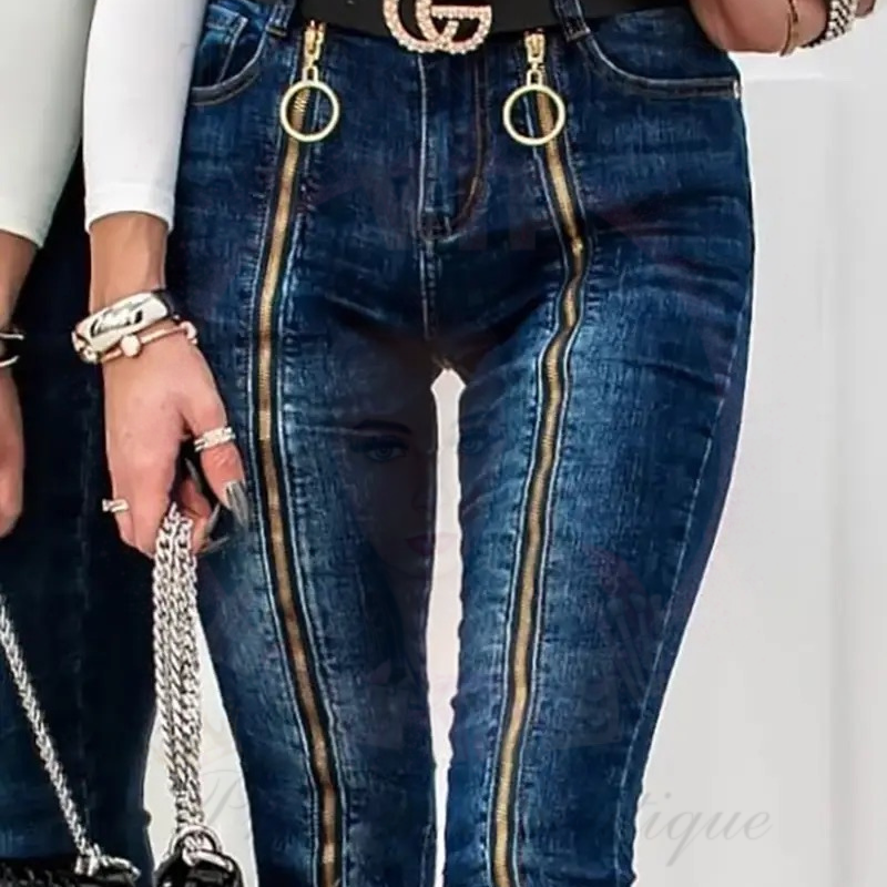 Dual-Zip High-Waisted Statement Jeans