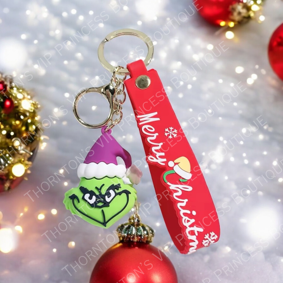 Grinch Christmas Keyrings - Choice Of Colour