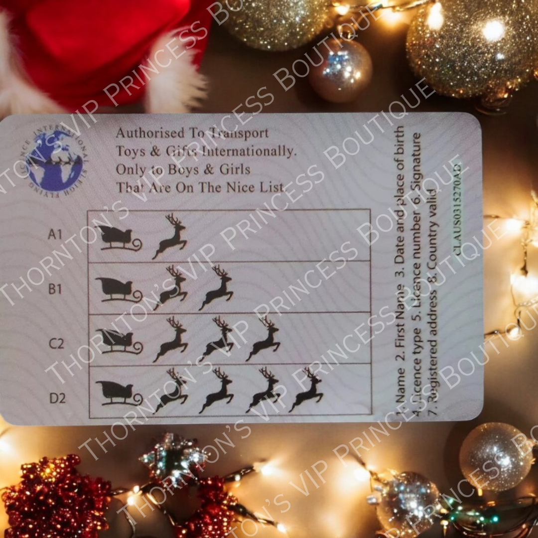 Santa Sleigh Flying License Card