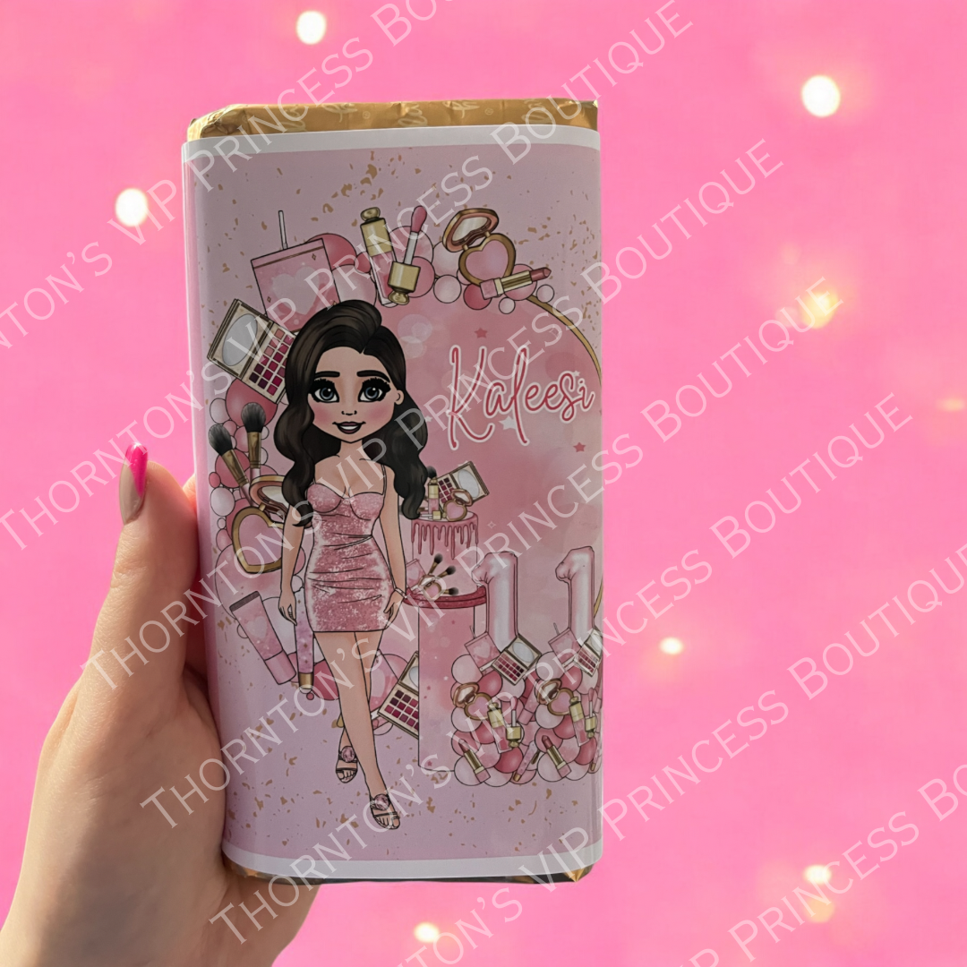 Personalised Makeup Dolly Birthday Chocolate Bar