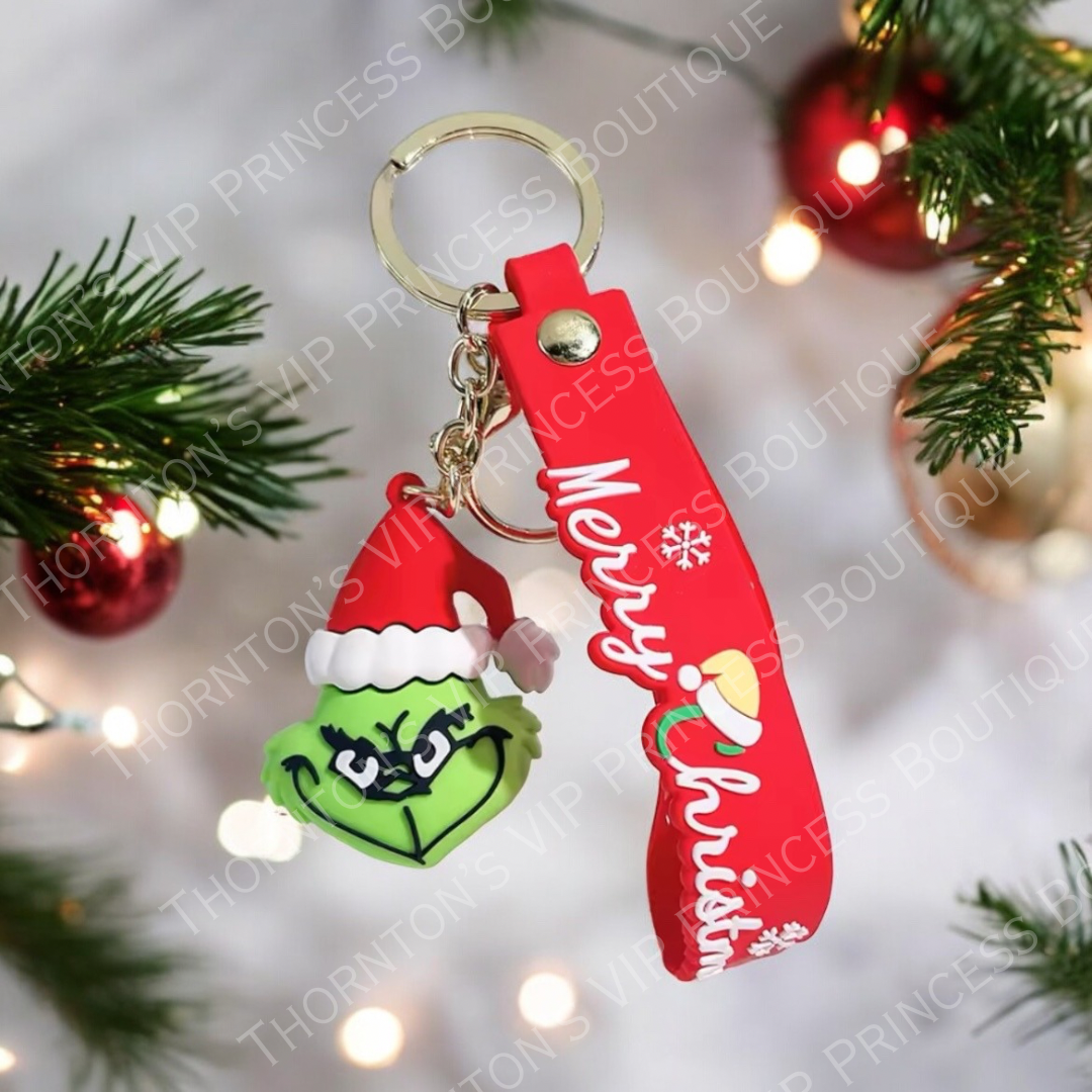 Grinch Christmas Keyrings - Choice Of Colour