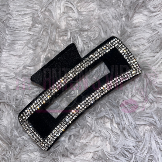 Gorgeous Black Velvet Diamanté Hair Claw Clip