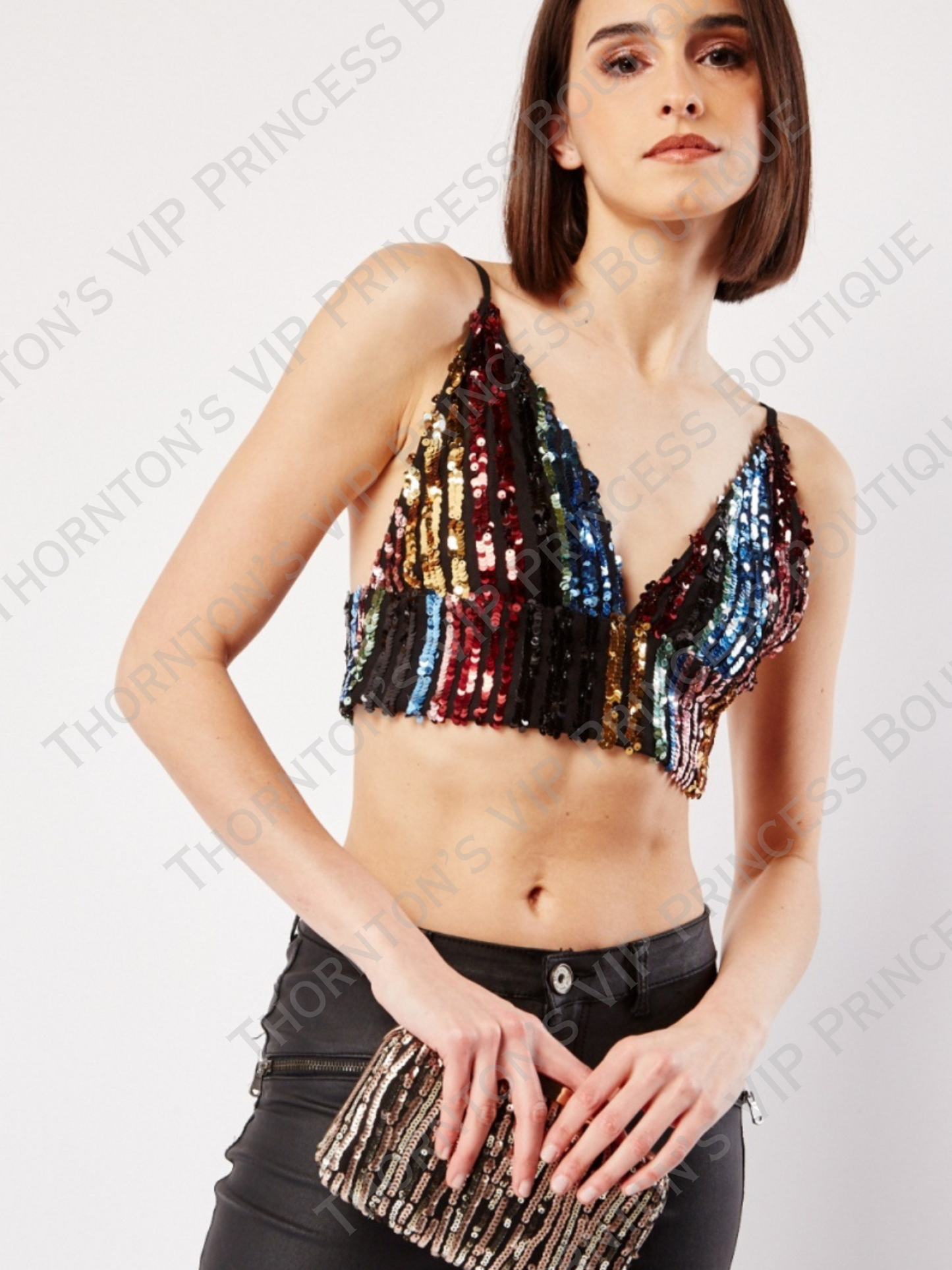 Disco Sequin Low Plunge Bralette