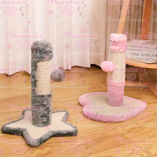 Cat Scratcher with Cute Print Design – Pink Hearts or Grey Stars