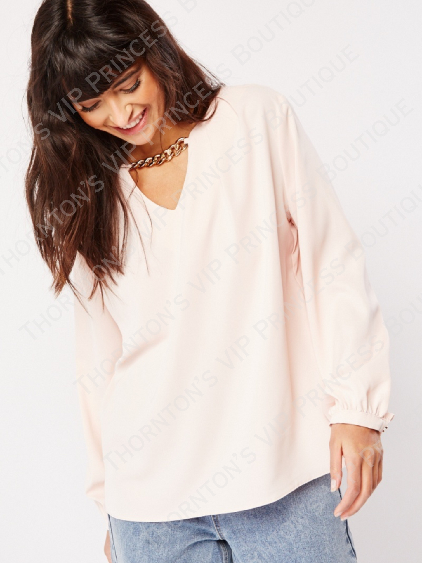 Decorative Chain Long Sleeve Blouse