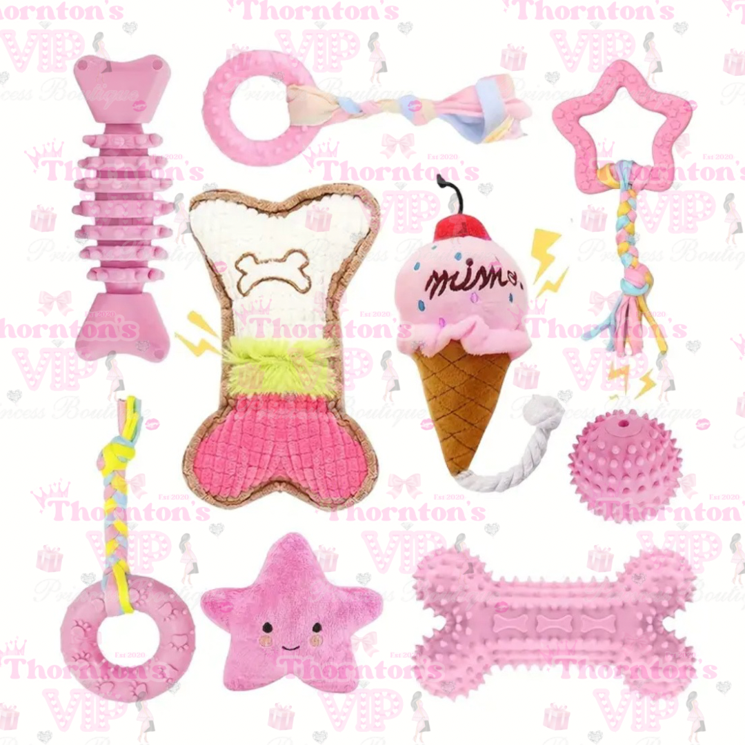 Set of 6 Teething Dog Toys – Durable Chew Toys for Puppies & Small Dogs (4 Colour Options)
