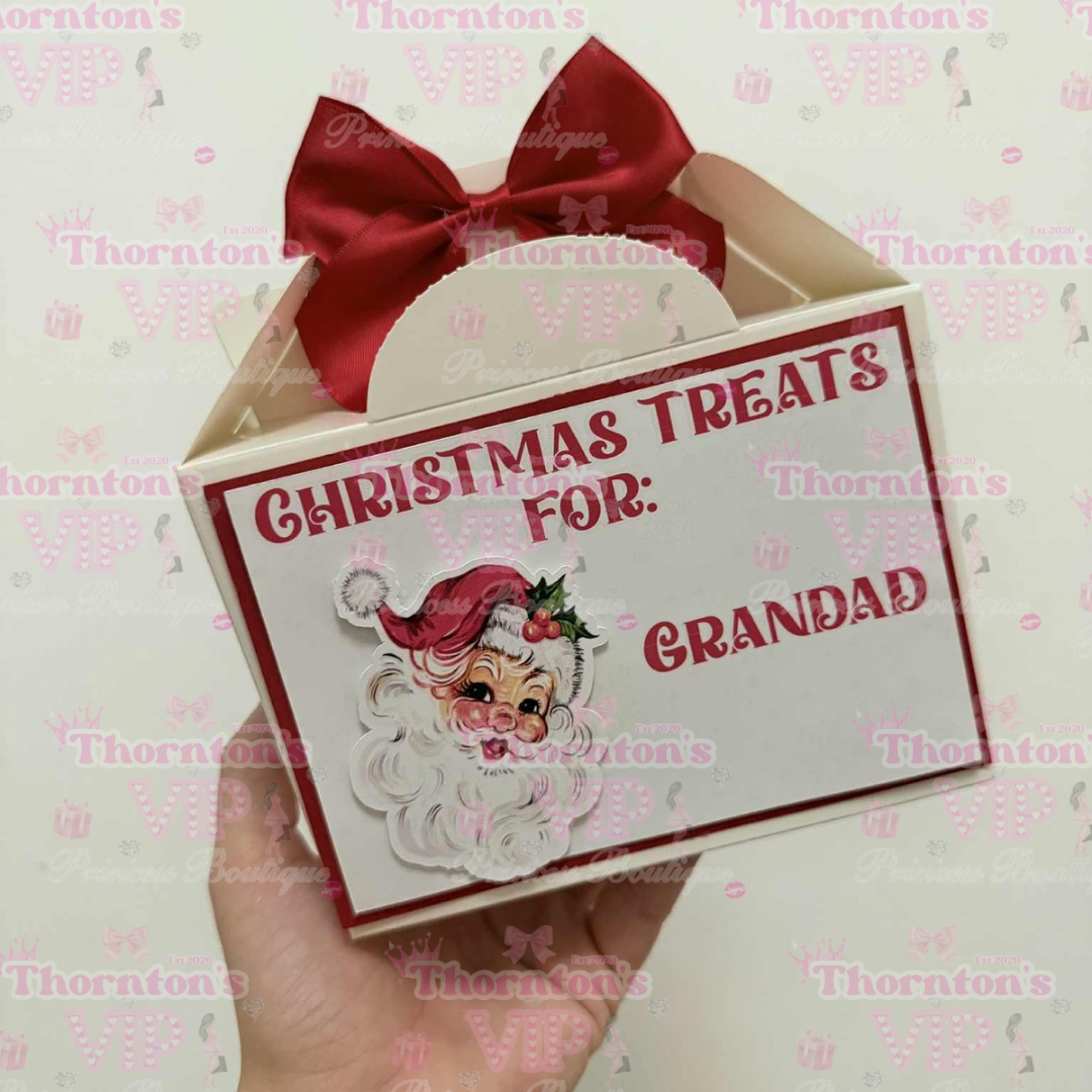 Personalised Christmas Treat Boxes with Bow – Flat Packed Gift Boxes in Multiple Designs
