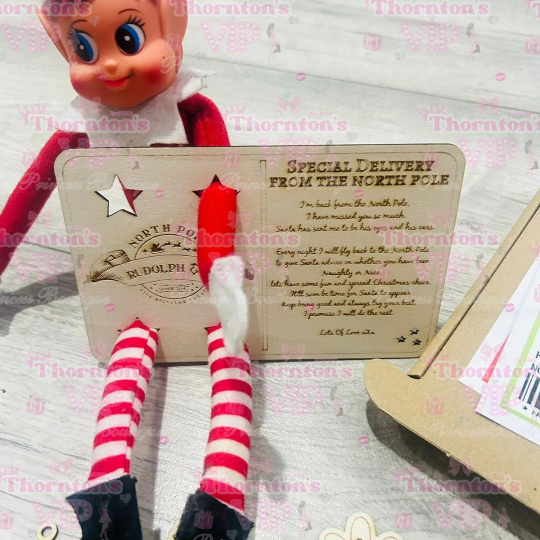 Elf Arrival Budget Activity Box – Kids Christmas Activity Set with Crafts, Games & Elf Postcard (No Elf Included)