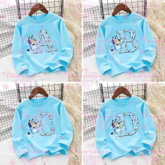 Popular Blue Dog Long Sleeve Top