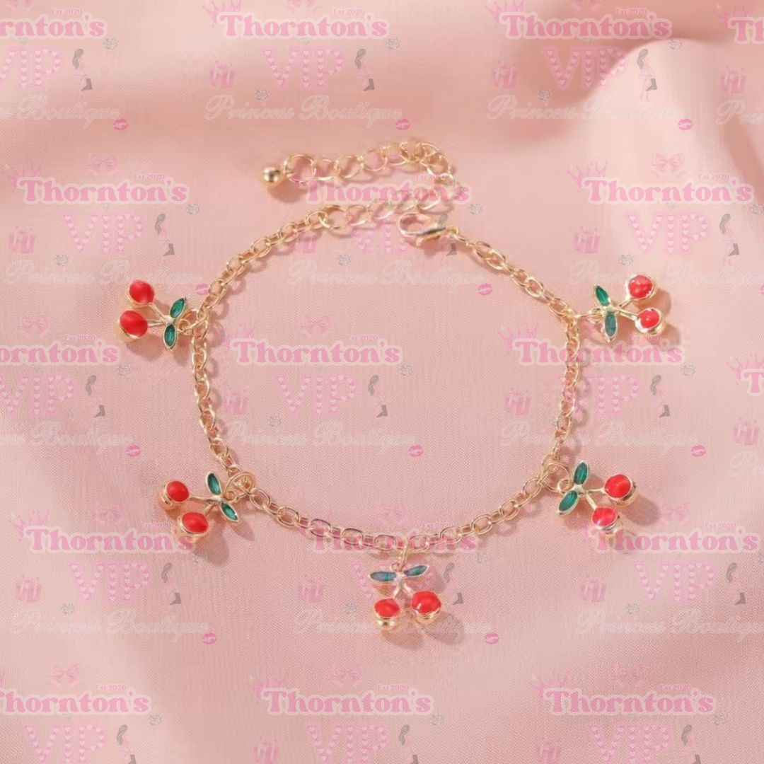 Cherry Charm Adjustable Bracelet