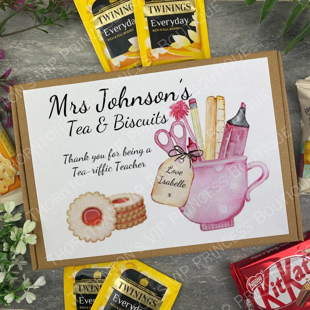 Personalised Teacher Tea And Biscuits Box