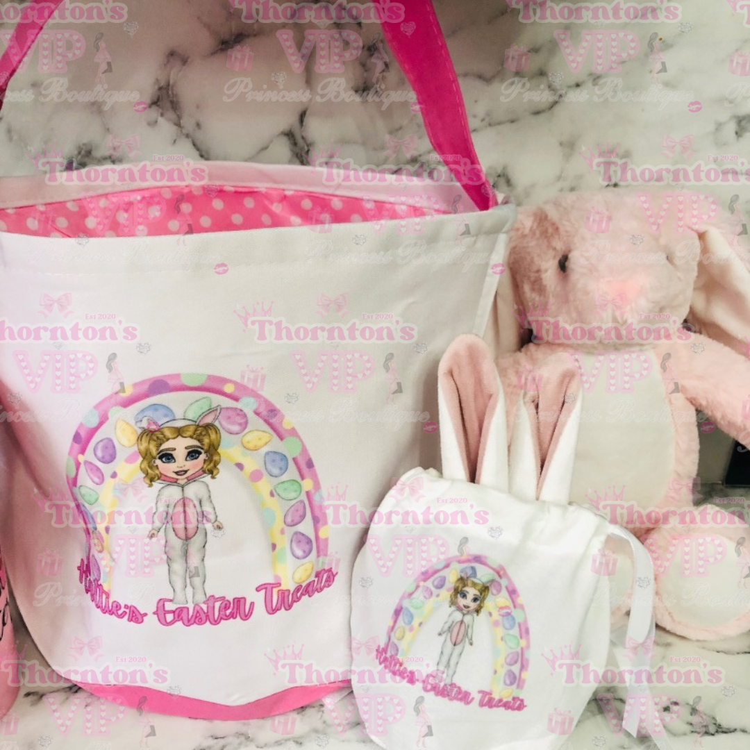 Easter Personalised Polka Dot Bucket Bags