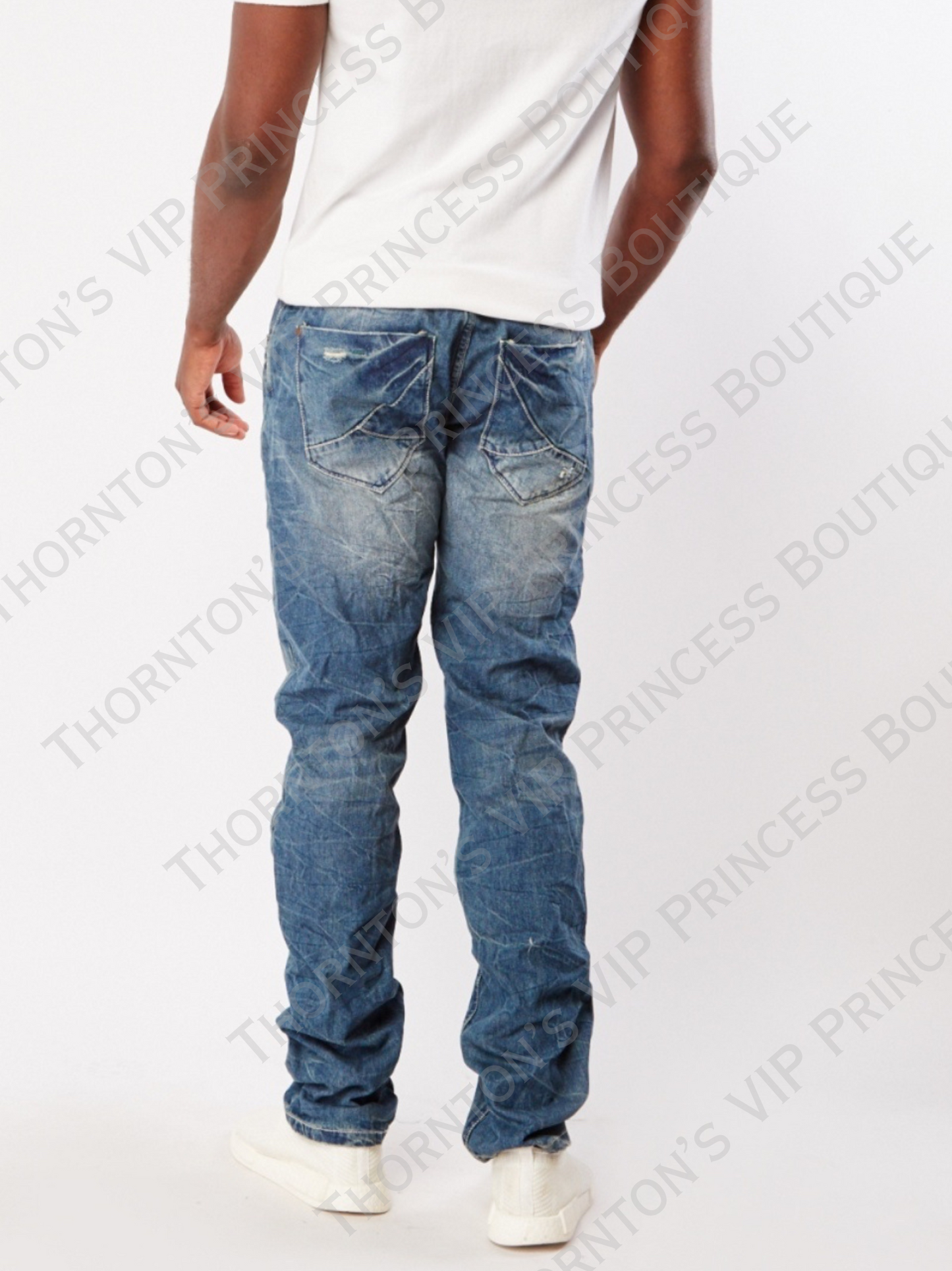 Men’s Rolled Hem Crinkle Jeans