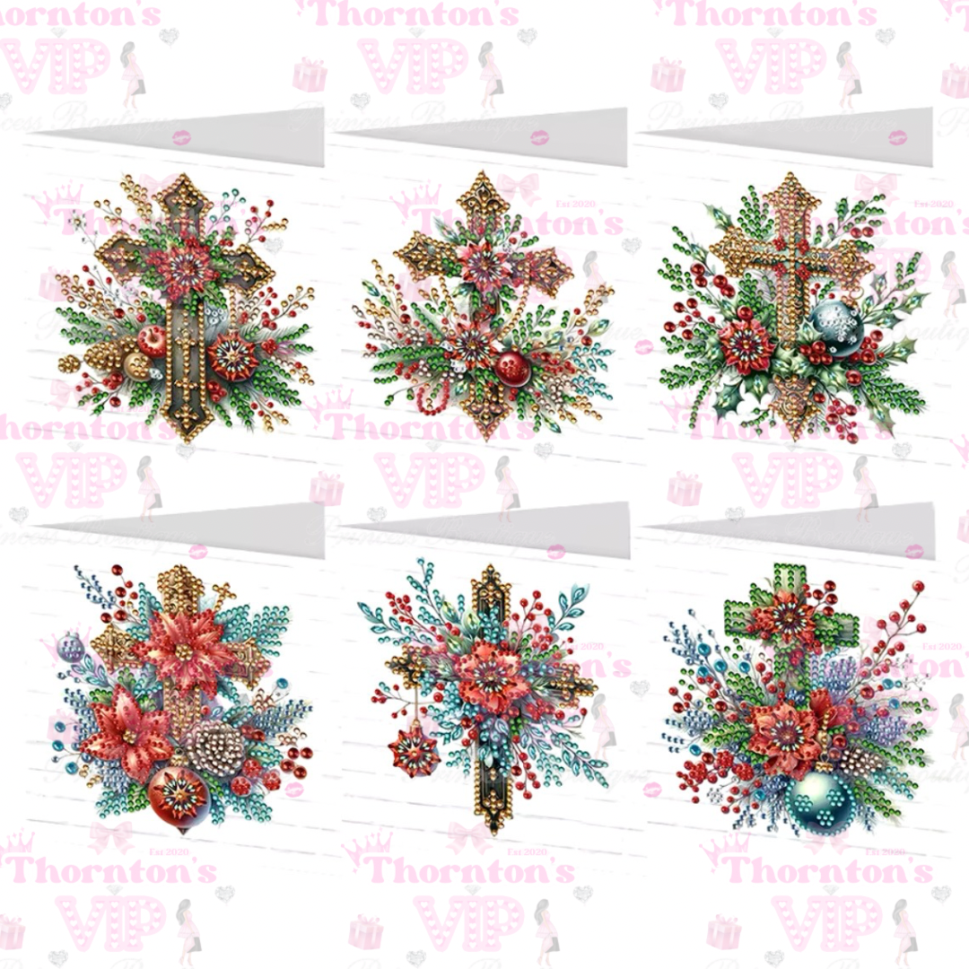 DIY Diamond Art Christmas Cross Cards Set Of 6