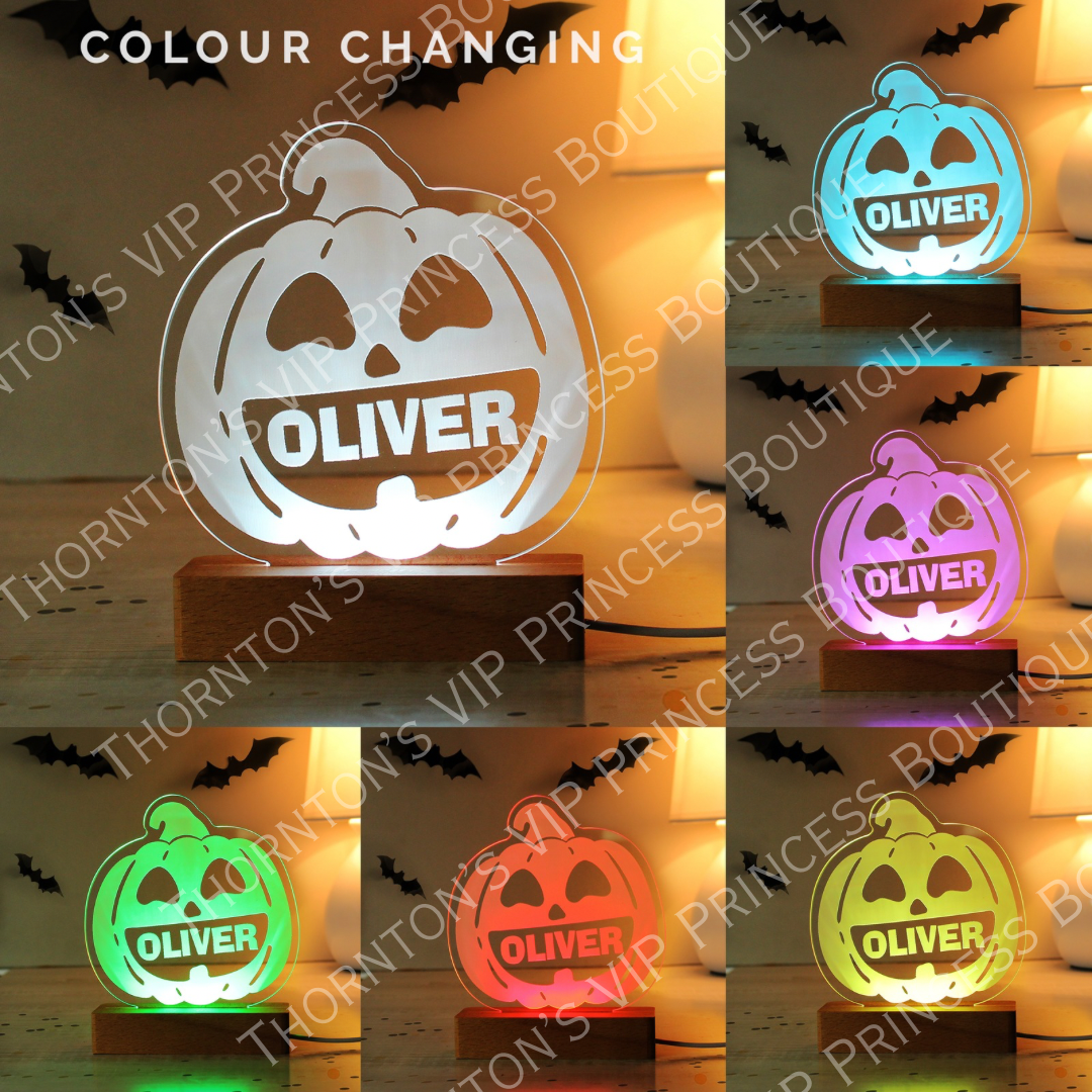 Personalised Pumpkin Wooden LED Light