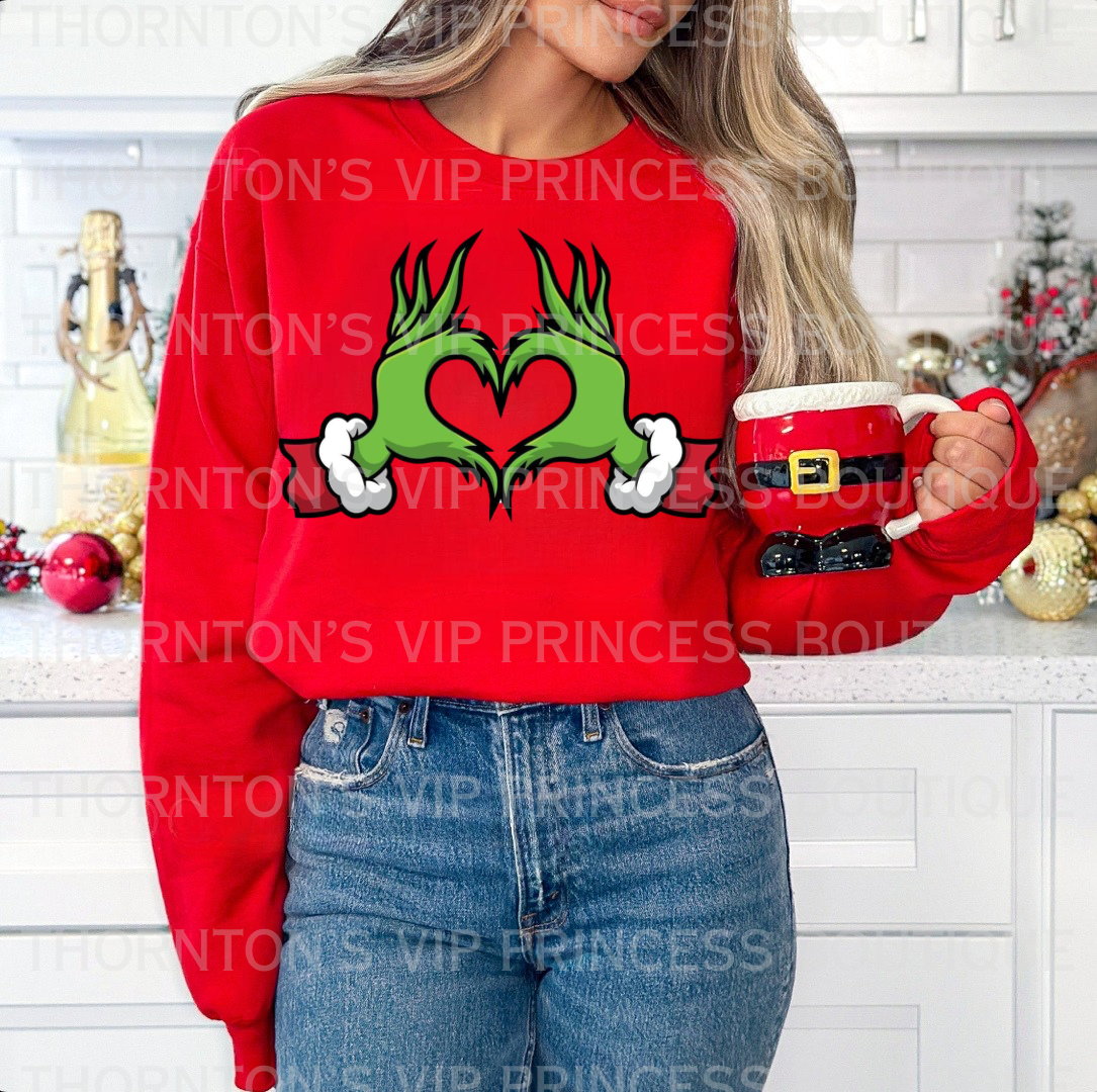 Grinch Heart Hands Adults Jumper (Unisex)