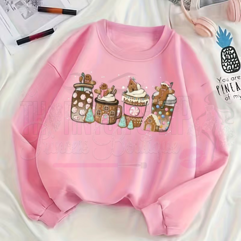 Cozy Christmas Brew & Bake Pink Jumper