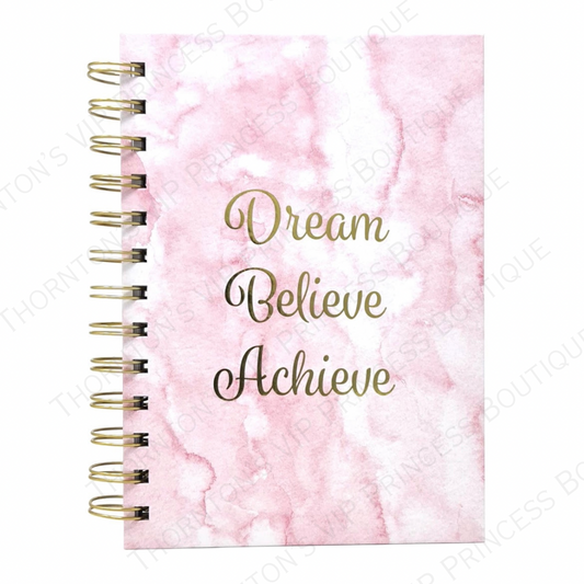 Pink Marble Inspirational Quote Notebook