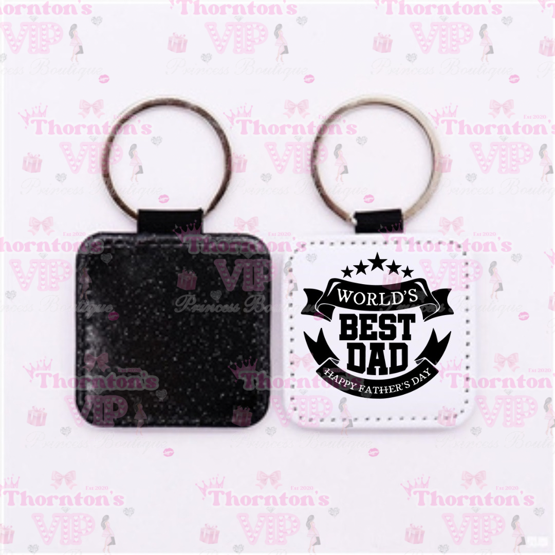 World’s Best Dad Father’s Day Leather Keyring – Luxury Key Chain Gift for Him