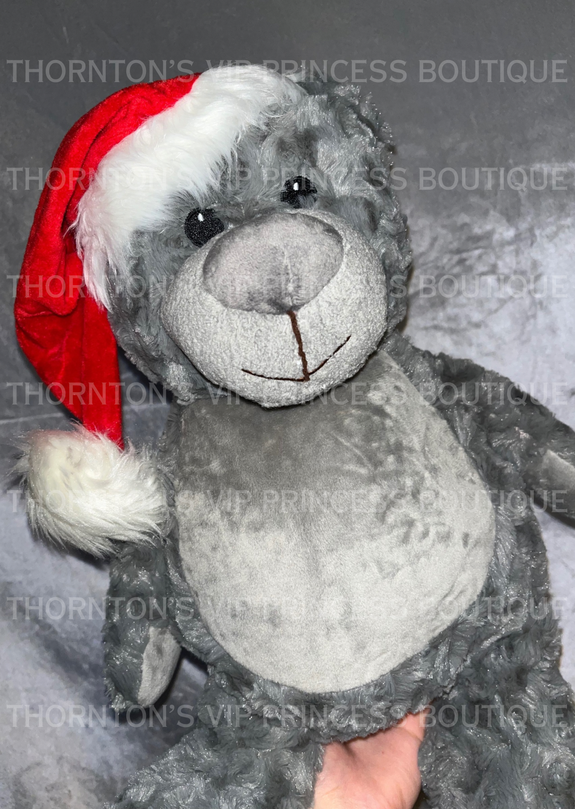 Grey Large Santa Christmas Bear - Personalisable