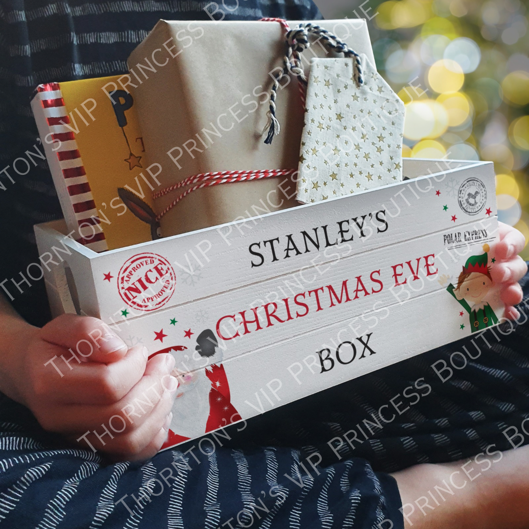 Personalised Christmas White Wooden Crate