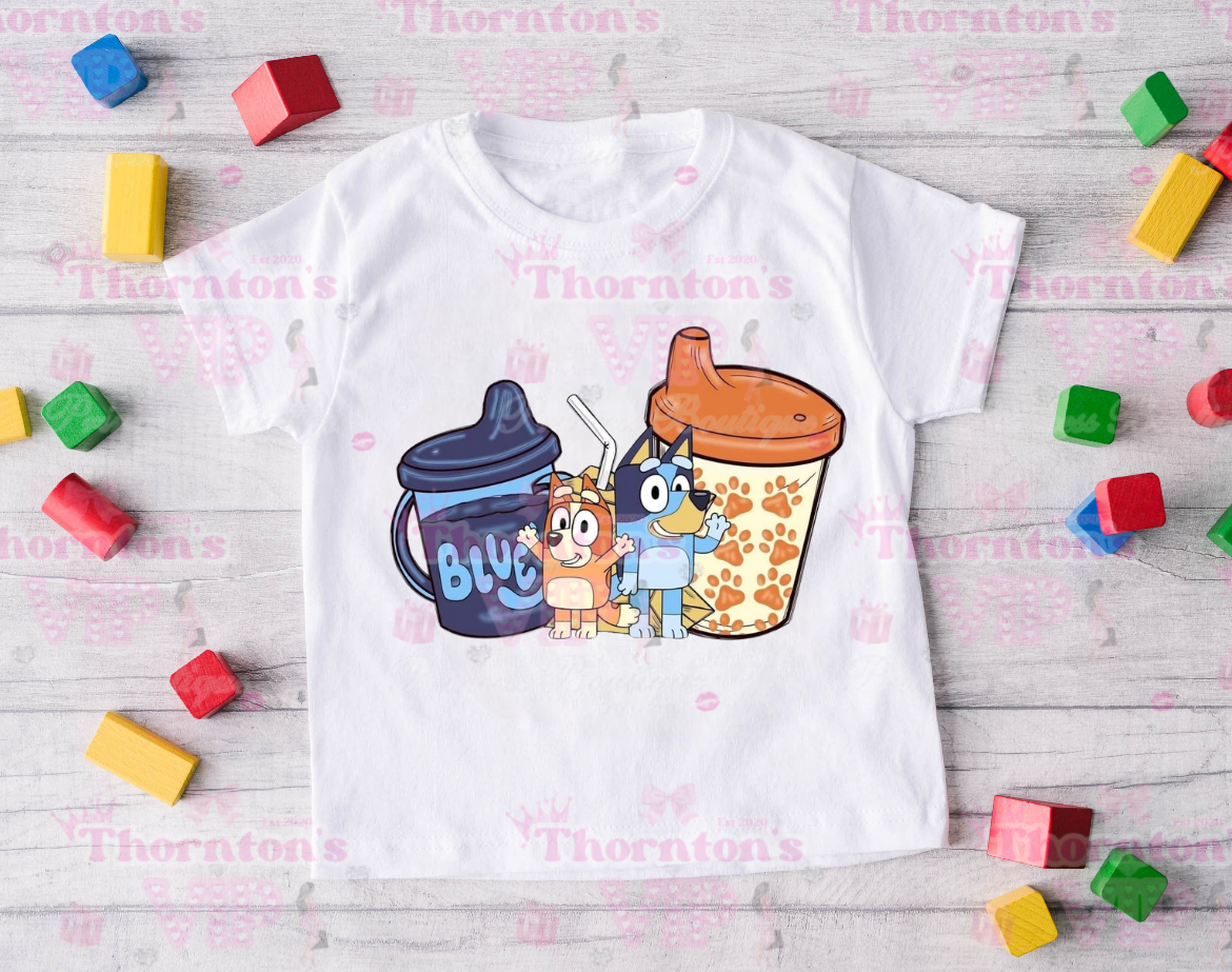 Kid’s Popular Blue Dog Sippy Cup T-Shirt