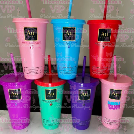 Luxury Popular Vodka Cold Cup with Straw – 24oz Reusable Tumbler (Multiple Colours)