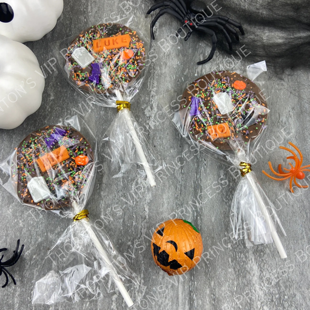 Personalised Belgium Chocolate Halloween Lollipops