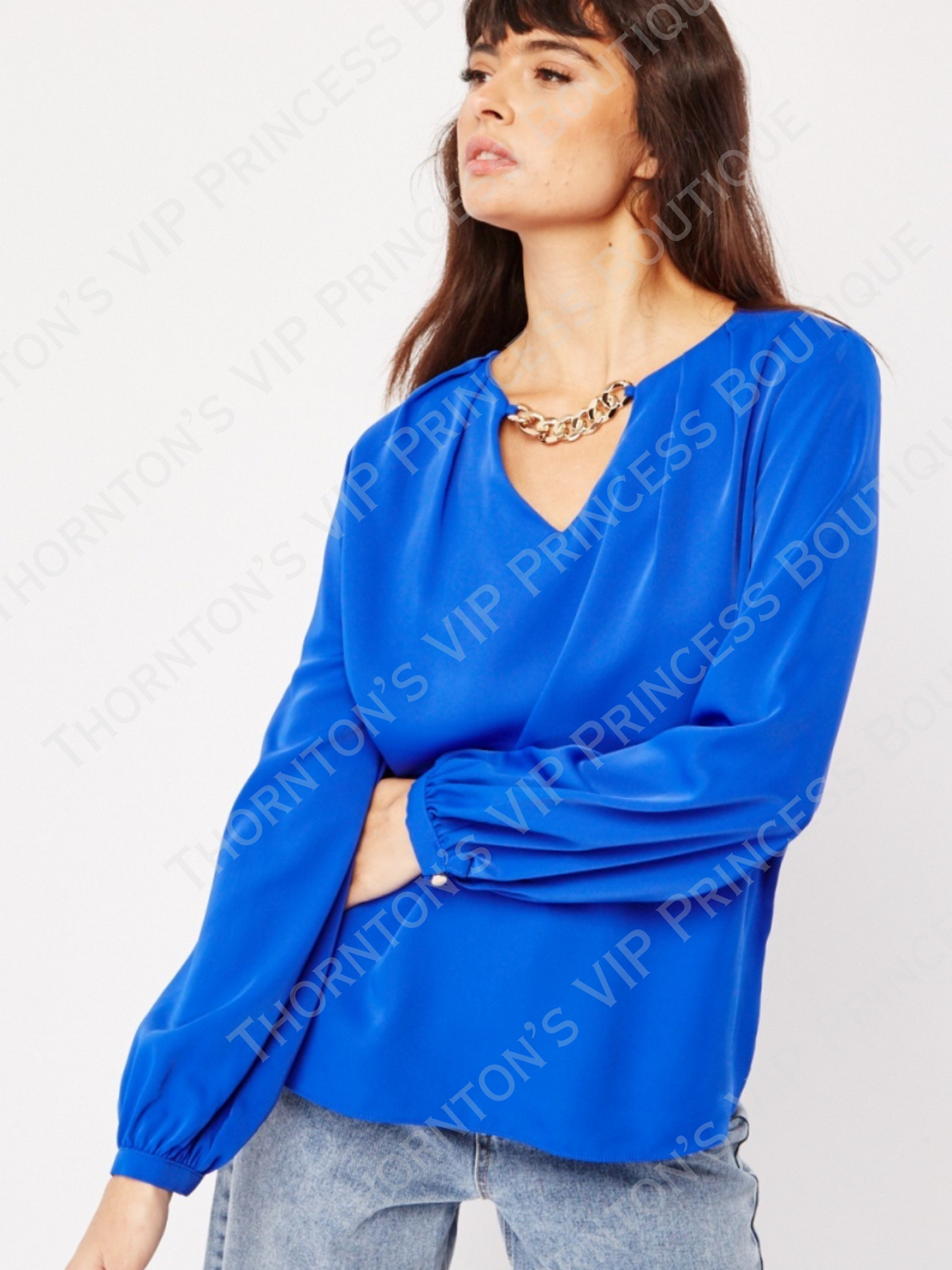 Decorative Chain Long Sleeve Blouse