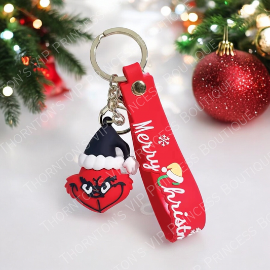 Grinch Christmas Keyrings - Choice Of Colour